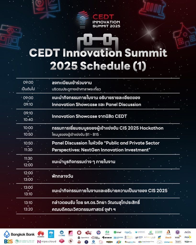 ?มาแล้วๆ กำหนดการของงาน CEDT INNOVATION SUMMIT 2025 ? - รูปภาพที่ 2